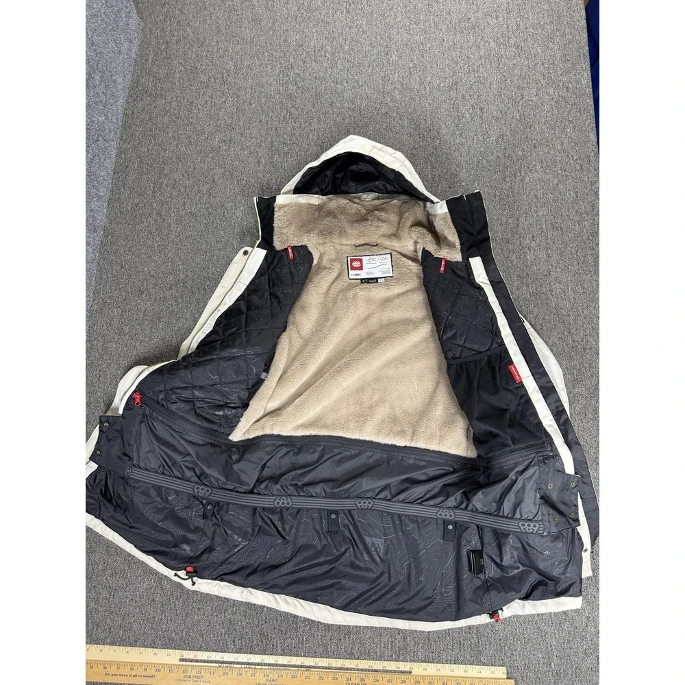 686 Jacket Womens Medium Beige InfiDRY 10K/10K Hooded Fleece Lined Ski Snowboard